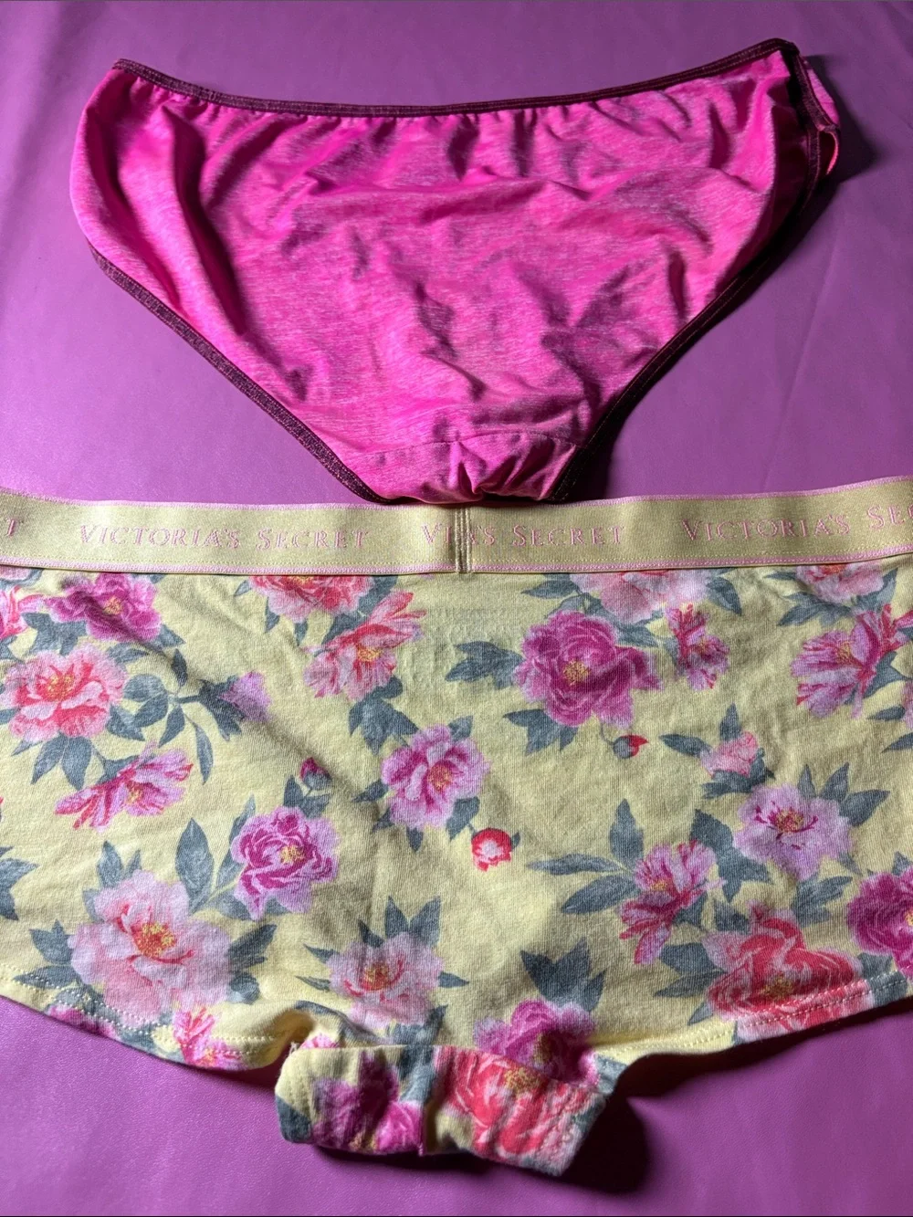 Victoria's Secret Black Lace, Pink, Yellow Floral & Lilac Bikini Panty Set